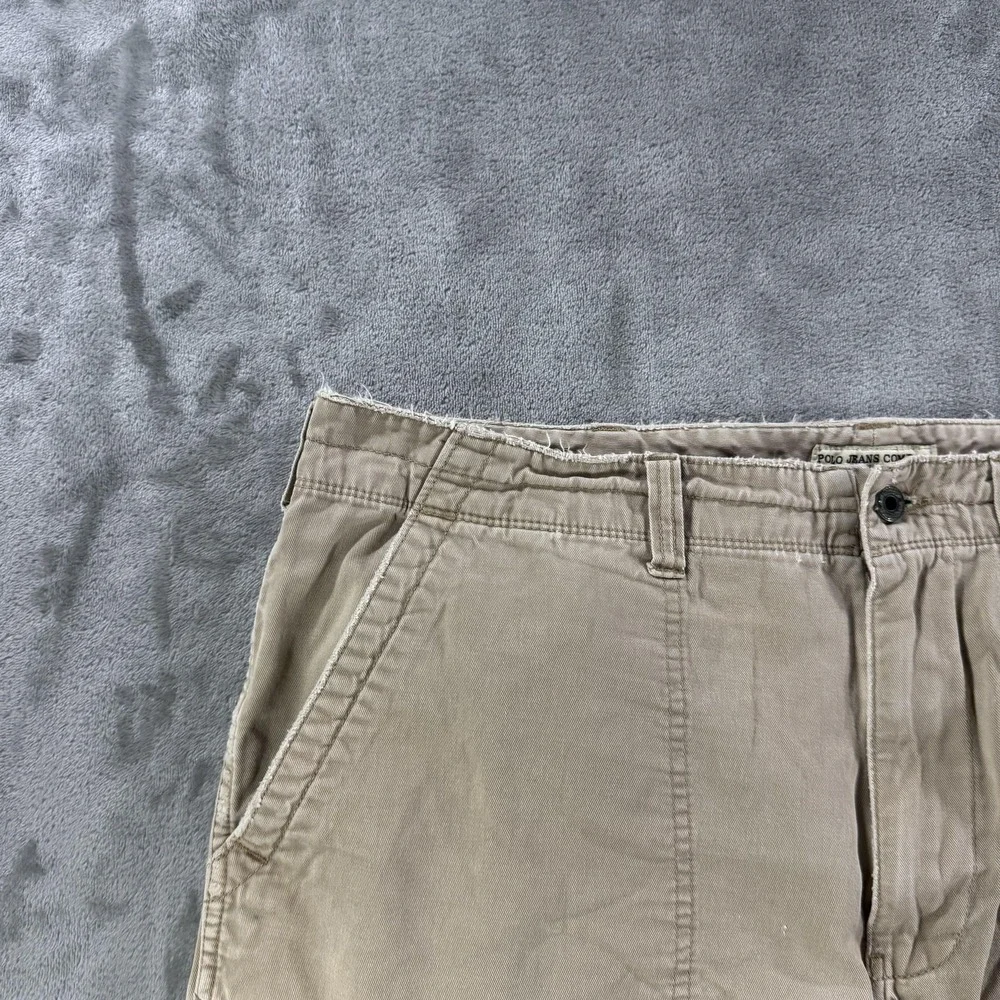 Polo Jeans Company Cargo Shorts Mens 40 Beige Canvas Relaxed Miltary Surplus‎